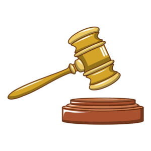 Wood judge gavel icon. Cartoon of wood judge gavel vector icon for web design isolated on white background